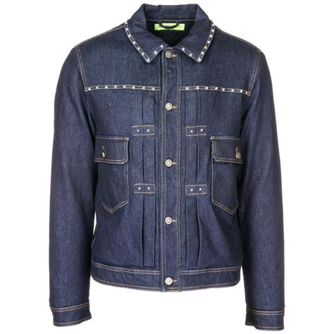 versace studded denim jacket|Versace denim jacket men.